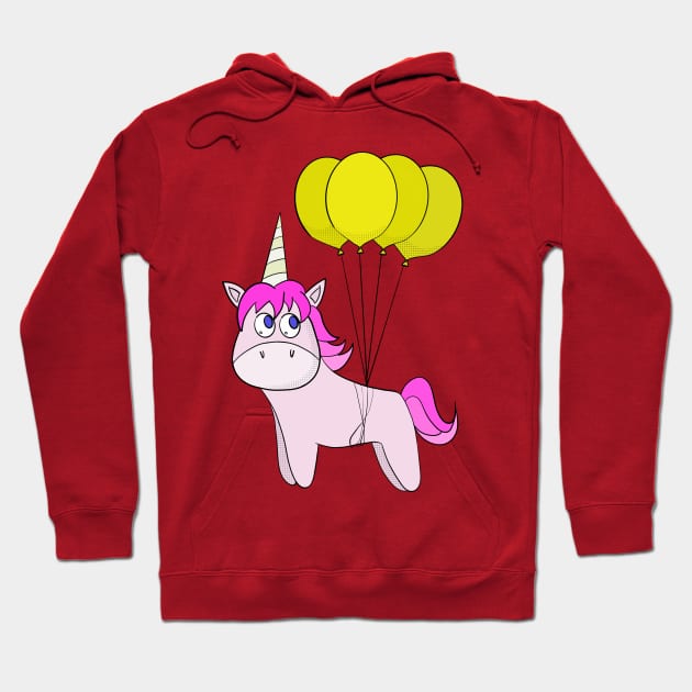 Congratulations with Balloons Holding a Unicorn Birthday Hoodie by DiegoCarvalho